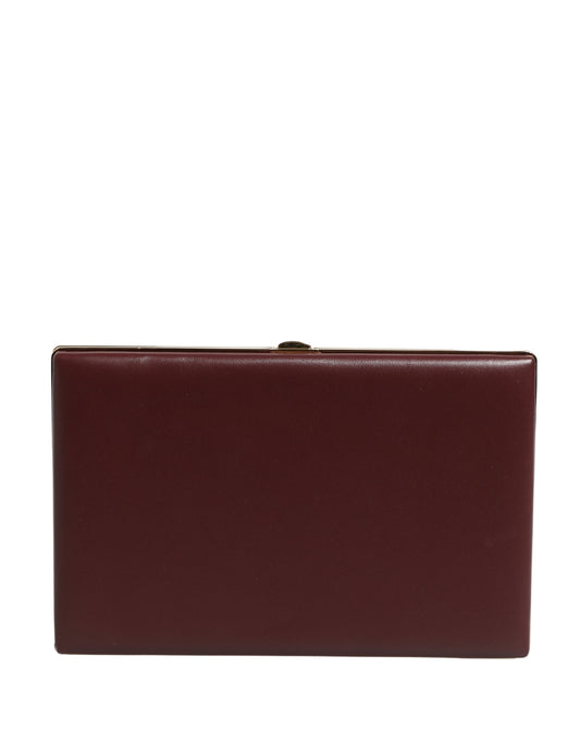 Dolce & Gabbana Box Clutch – Chestnut Leather Bag