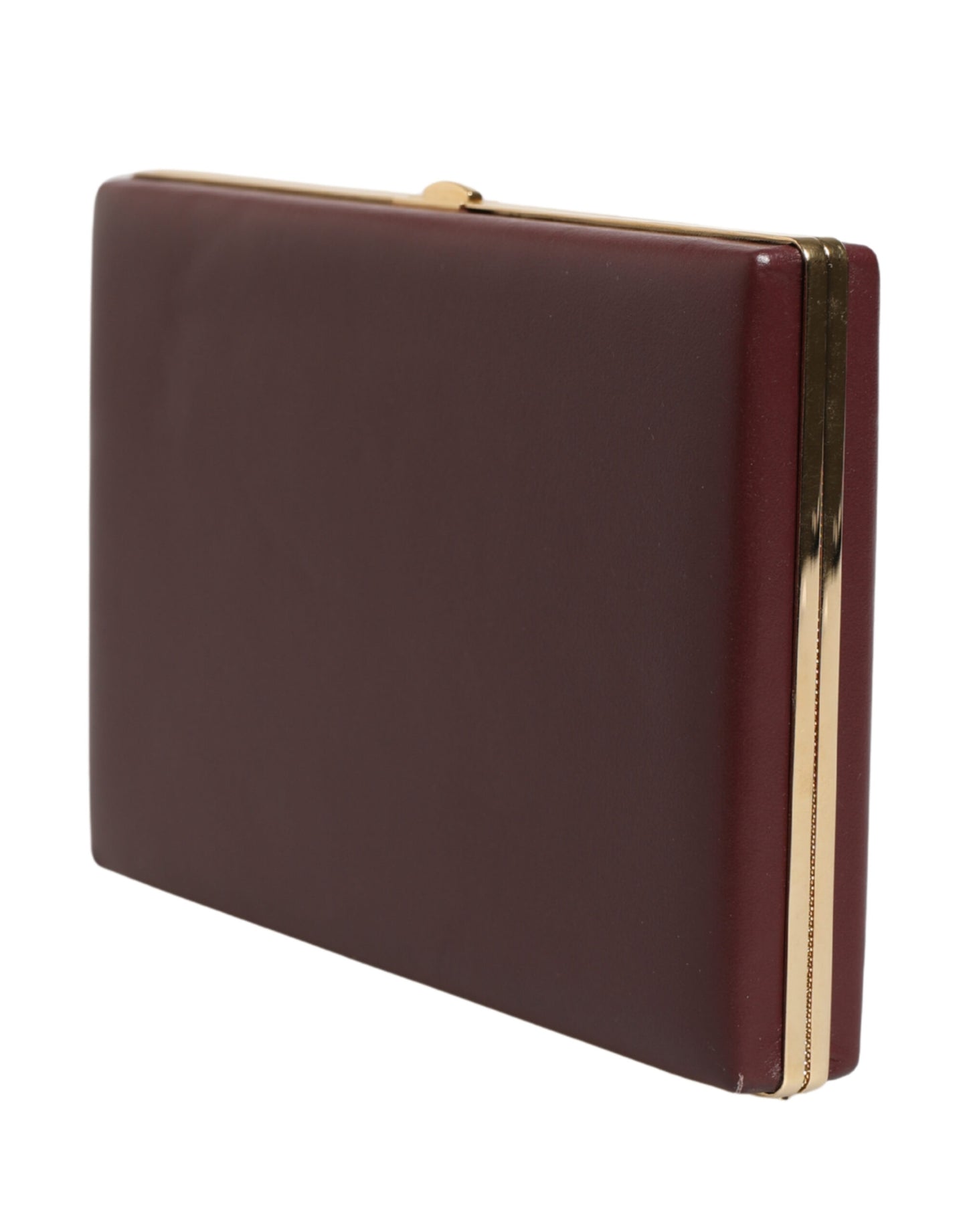 Dolce & Gabbana Box Clutch – Chestnut Leather Bag