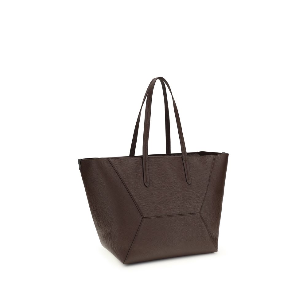 Brunello Cucinelli Hammered Tote – Brown Leather Bag