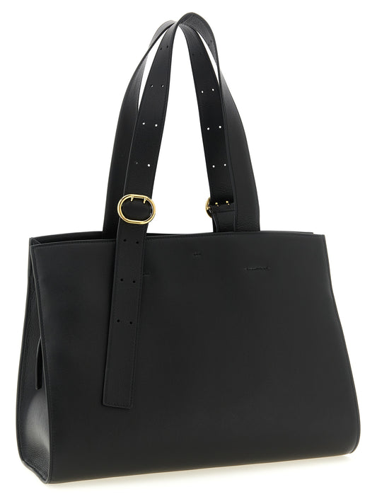 Jil Sander Cannolo Tote – Black Leather Bag