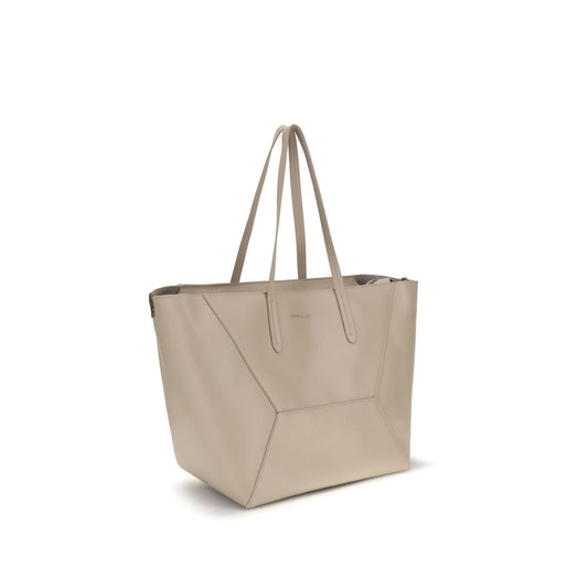 Brunello Cucinelli Hammered Tote – Beige Leather Bag