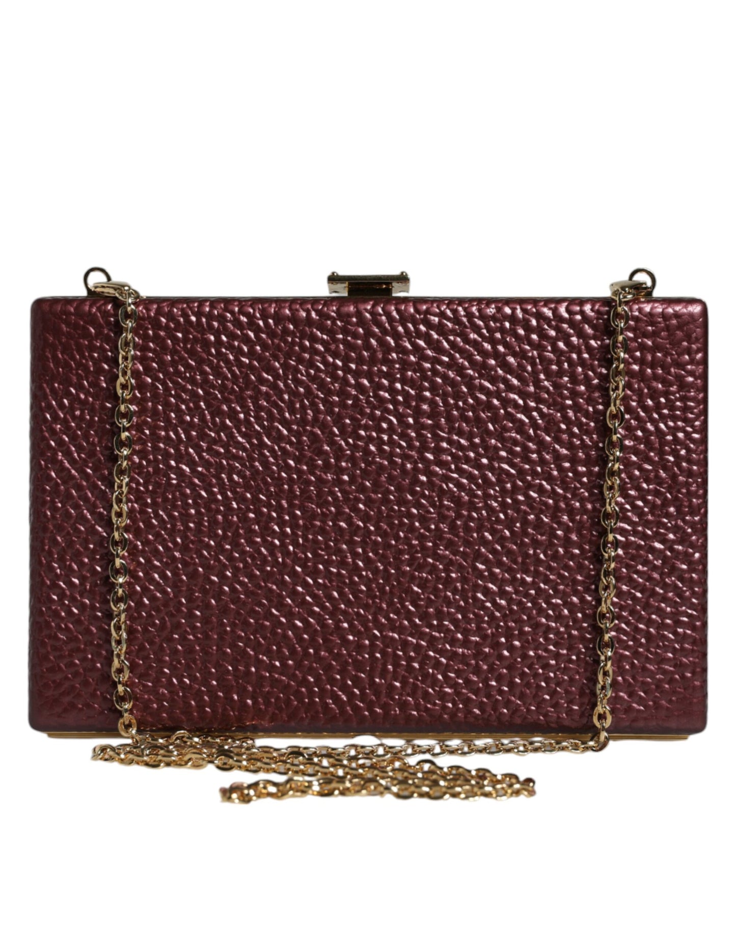 Dolce & Gabbana Box Clutch – Burgundy Leather Bag