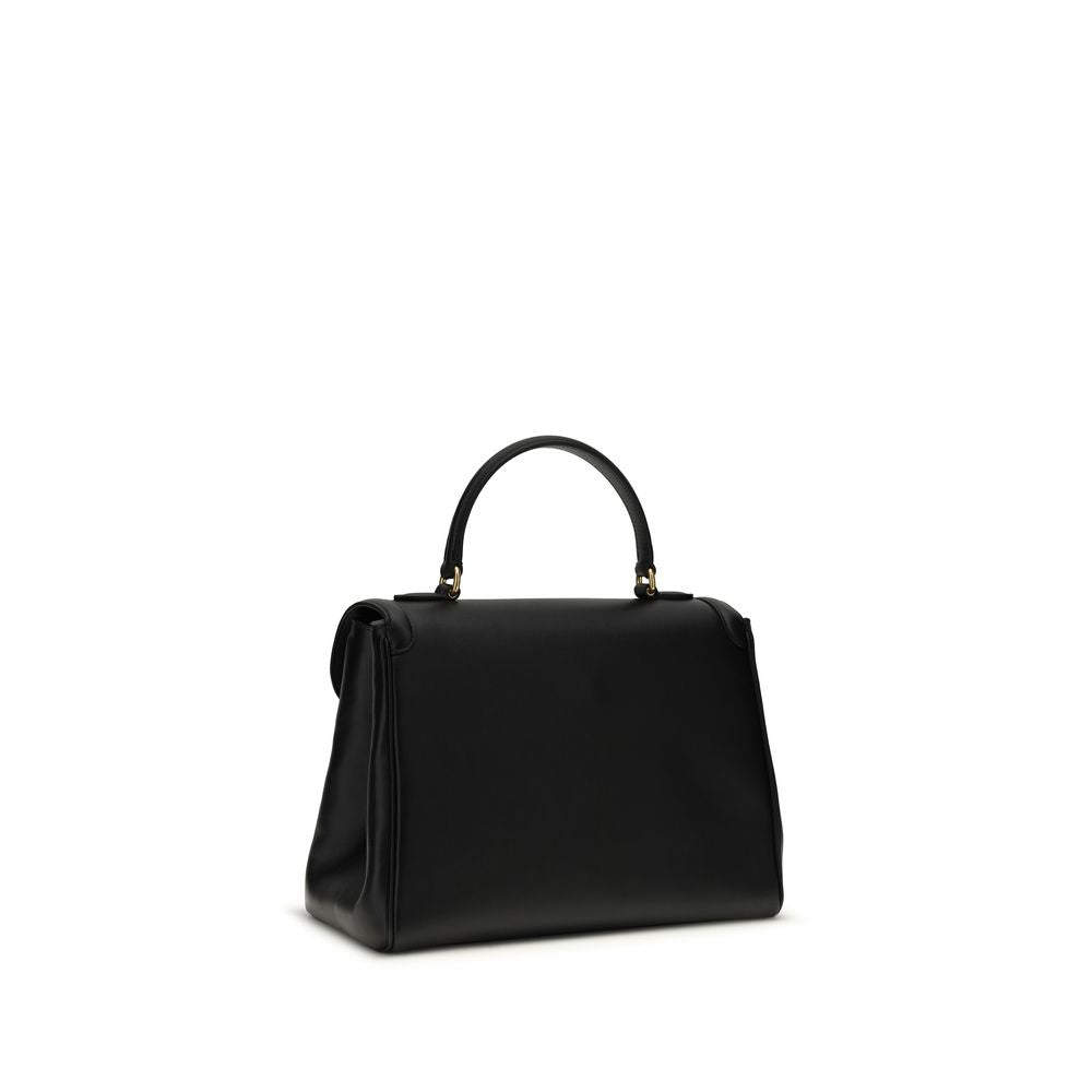 Valentino Garavani VLogo Top Handle – Black Leather Bag