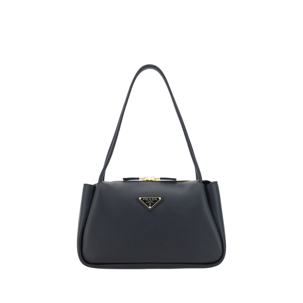 Prada Triangle Shoulder – Black Leather Bag