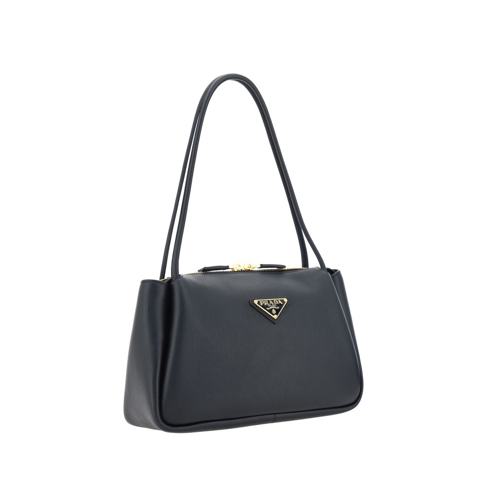 Prada Triangle Shoulder – Black Leather Bag