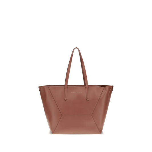 Brunello Cucinelli Hammered Tote – Cognac Leather Bag