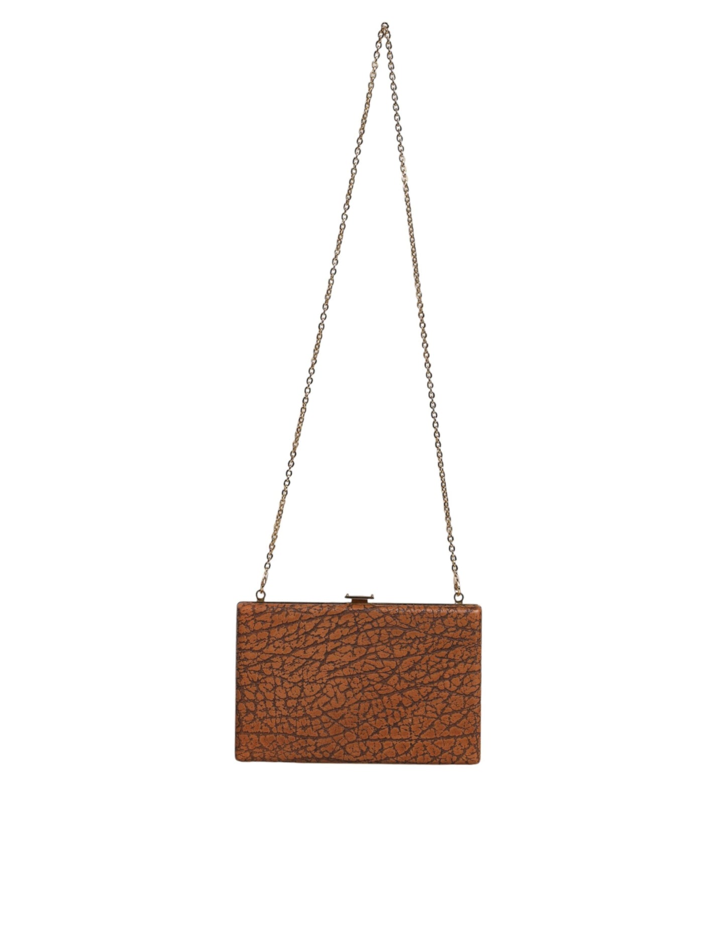 Dolce & Gabbana Box Clutch – Cognac Leather Bag