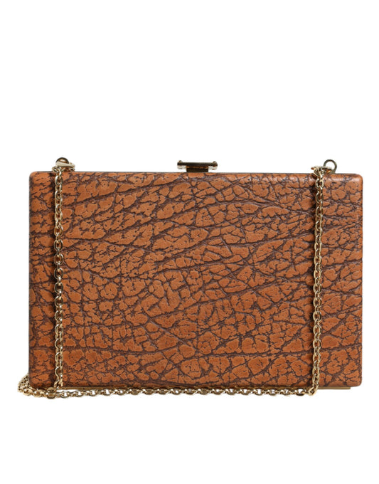 Dolce & Gabbana Box Clutch – Cognac Leather Bag