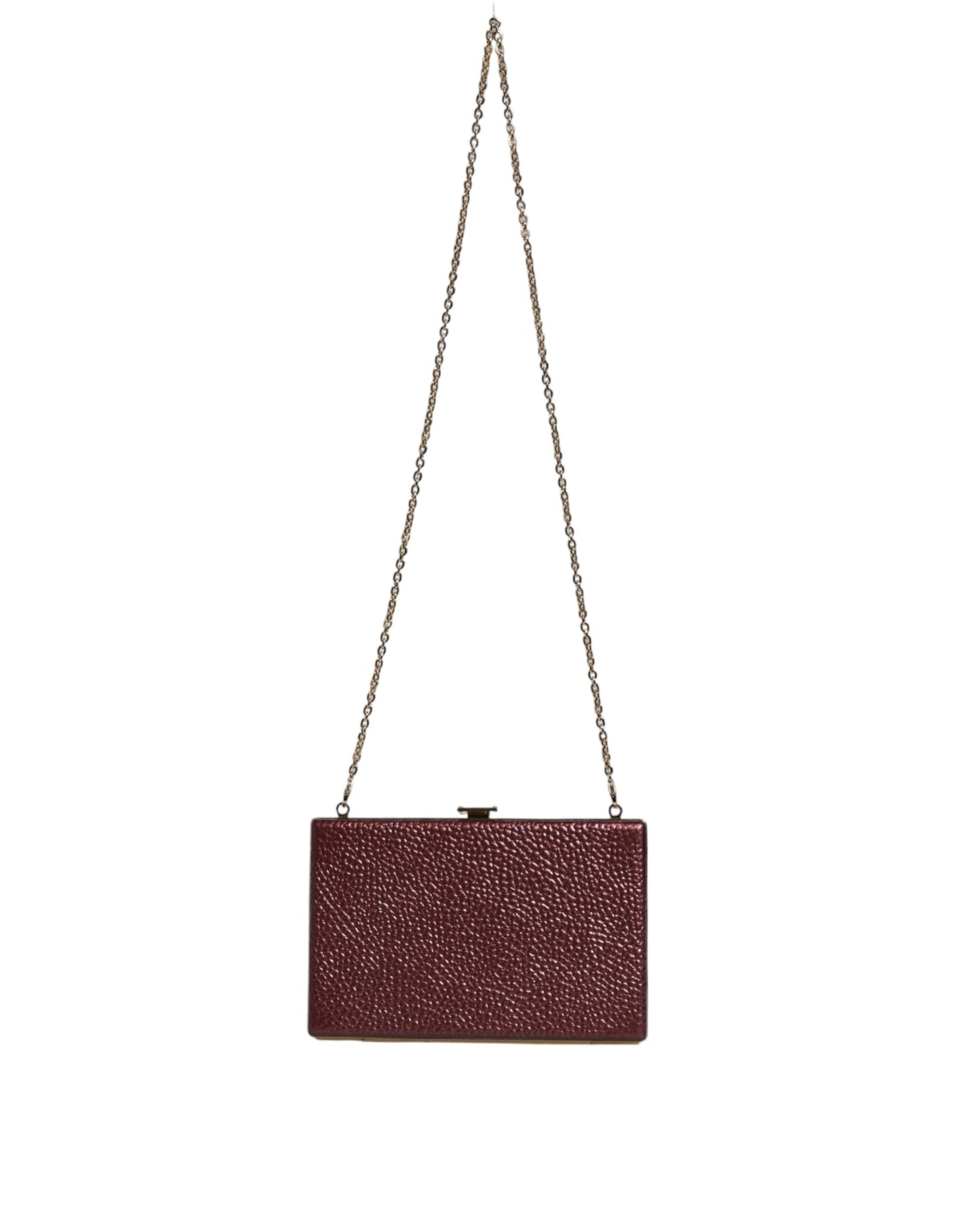 Dolce & Gabbana Box Clutch – Burgundy Leather Bag