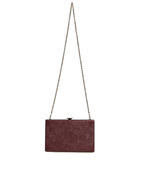 Dolce & Gabbana Box Clutch – Burgundy Leather Bag