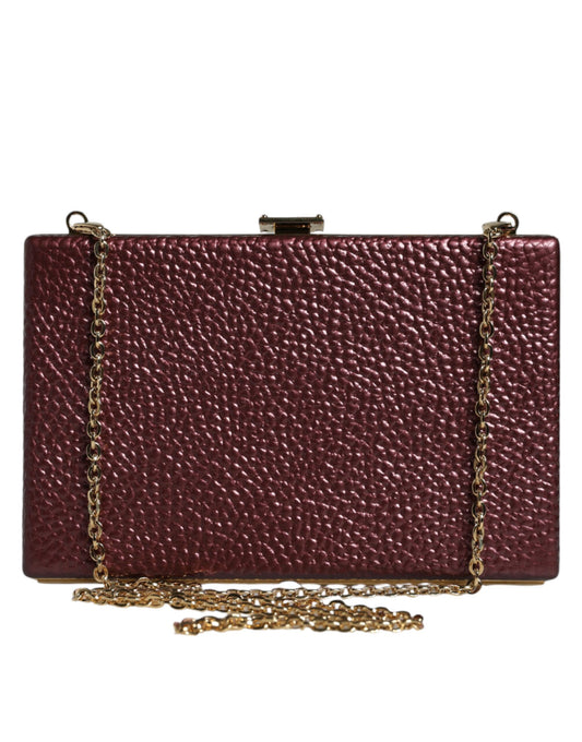 Dolce & Gabbana Box Clutch – Burgundy Leather Bag