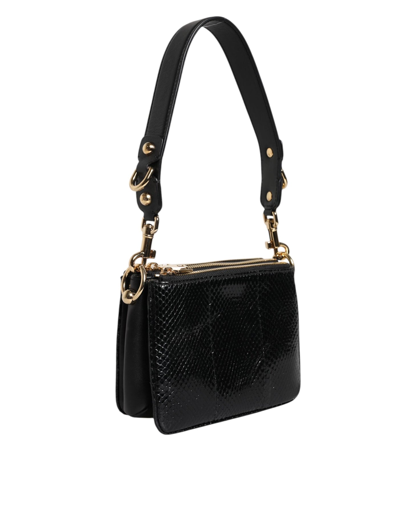 Dolce & Gabbana Serpent Shoulder – Black Leather Bag